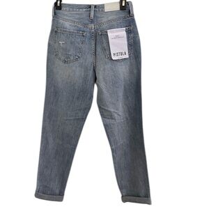 Pistola Presley High Rise Relaxed Roller Jeans Sz 25 Distressed Light Wash NWT